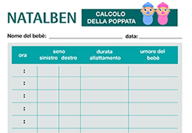 Scheda per il controllo delle poppate